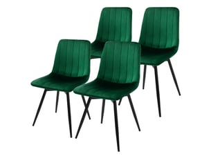 Ml-design chaise de salle à manger en velours, lot de 4, pivotante 360 degrés, avec dossier, pieds en métal, design moderne mid-century, patins réglables, pour cuisine salon, 120 kg, vert foncé