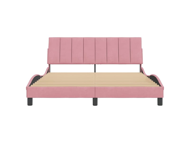  Lit double- lit adulte -  cadre de lit sans matelas hanko rose 160x200 cm velours  - Conforama D