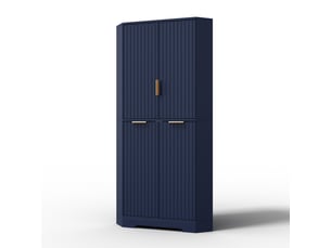 Meuble d'angle 4 portes étagères réglables coloris bleu 60 x 60 x 172 cm