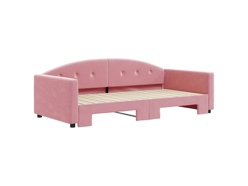Lit simple- lit adulte - lit de jour avec lit gigogne rose 100x200 cm velours - Conforama B