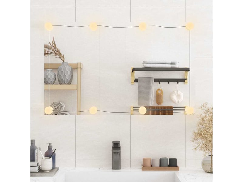 Miroir mural avec lumières led 50x80 cm verre rectangulaire cf62825 - Conforama C