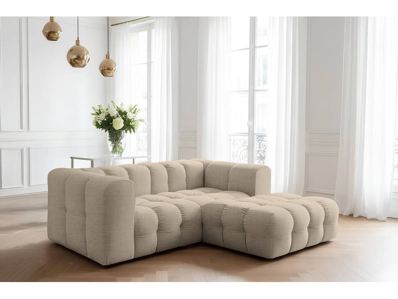  Canapé d'angle droit miloe mini 3 places en tissu - beige MILOE - Conforama B