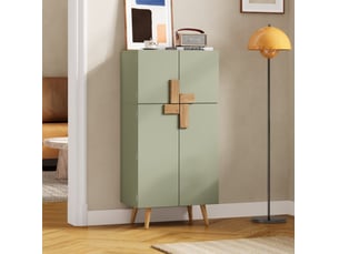 Colonne de cuisine avec 4 portes, étagères réglables et rangements de porte, pour cuisine, vert, 60 × 35 × 120 cm