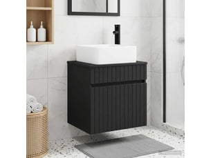 Meuble de lavabo mural, rangement salle de bain noir 49x41x63 cm bois d'ingénierie shl3691