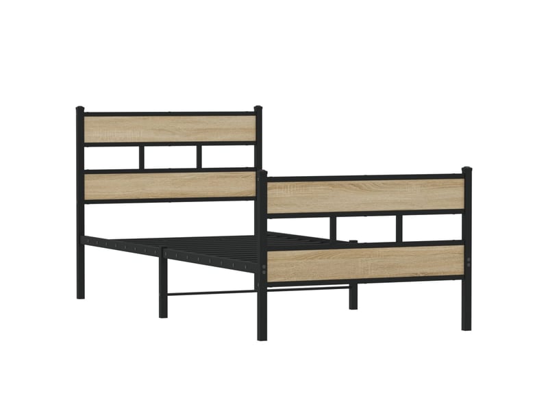  Lit simple- lit adulte -  cadre de lit en métal sans matelas chêne sonoma 80x200 cm  - Conforama B