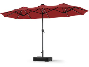 Parasol de jardin exterieur avec pied, 4m parasol rectangulaire avec led coloré (rouge)