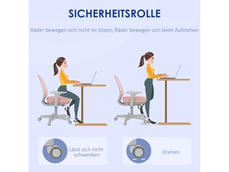Chaise de bureau ergonomique pivotante réglable en hauteur, rose, 55 x 48 x 82,5-94,5 cm - Conforama D