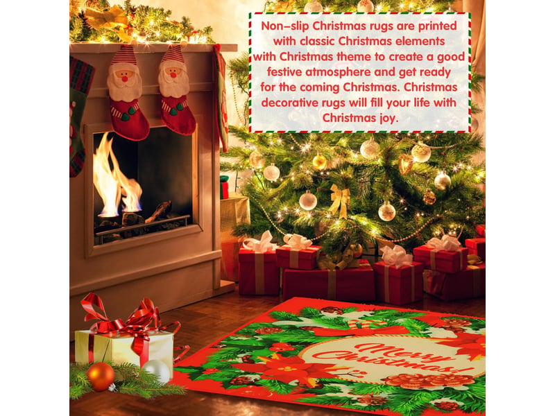  Paillasson de noël, tapis de sol de noël, tapis de bain antidérapant, tapis d'entrée noël, paillasson absorbant, décoration noël tapis, motif-40*60cm - rouge  - Conforama D