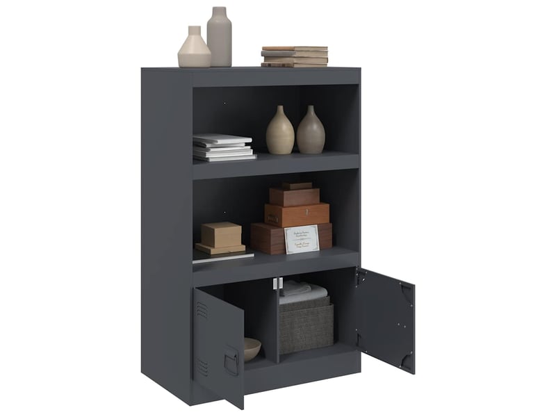  Buffet - bahut - meuble de rangement anthracite 67x39x107 cm acier  - Conforama D