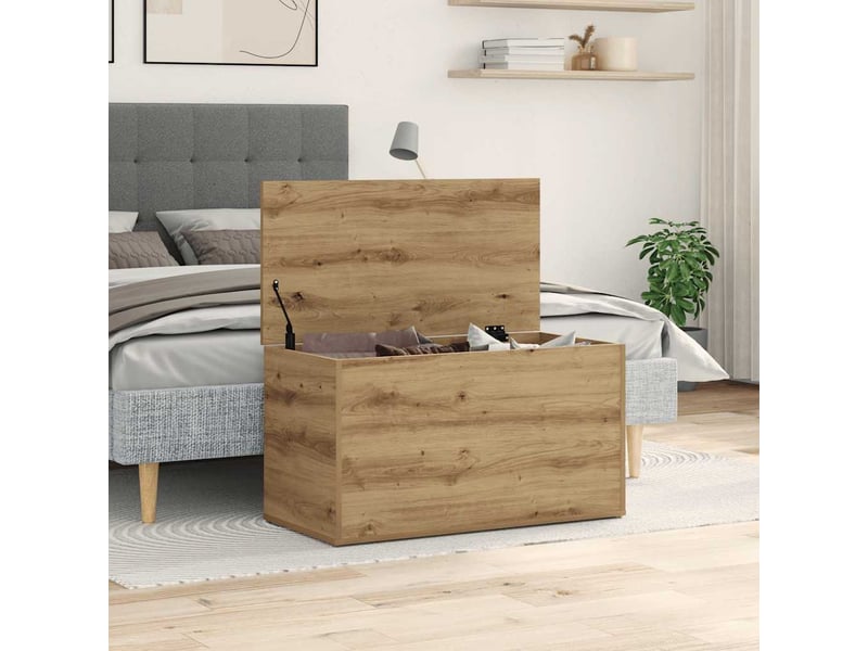  Coffre de rangement, boîte de rangement chêne artisanal 84x42x46 cm bois ingénierie  - Conforama B