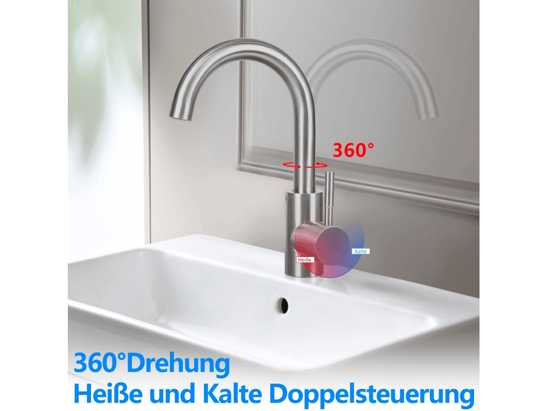  Nettlife mitigeur de lavabo chrome inox, haute pression  - Conforama B