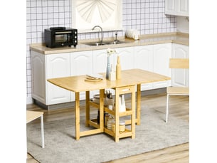 Table de salle à manger extensible avec 2 niches de rangement, pieds réglables et poignées, pour cuisine et salon