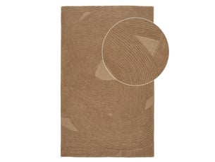 Tapis 200x300cm tufté main marron lignes courbes en relief - linus