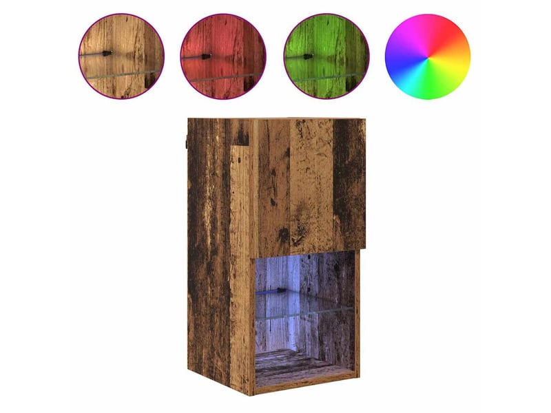  Lot de 2 meuble tv mural, meuble tv suspendu bois ancien bois d'ingénierie shl30970  - Conforama D