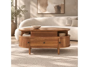 Table basse ovale coloris bois foncé <strong>BEAOK</strong> <strong></strong> - 50 cmx105 cm