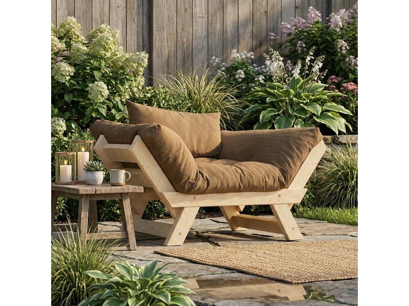 Canapé-lit elara en bois et lin imperméable - camel - Conforama B