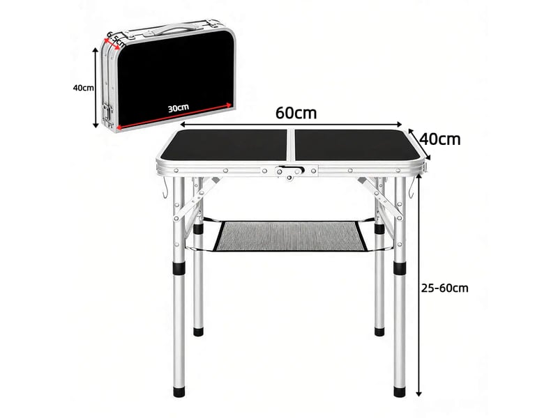 Table pliante extérieure multifonctionnelle, camping, filet rangement, hauteur réglable, plage - Conforama C