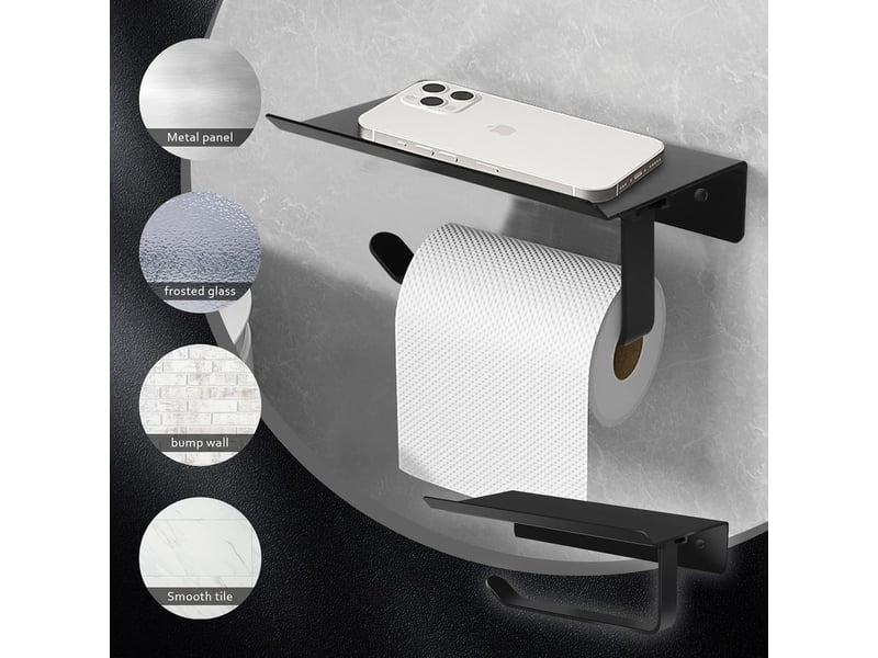  Porte-papier toilette support mural avec étagères spacieuses  - Conforama D