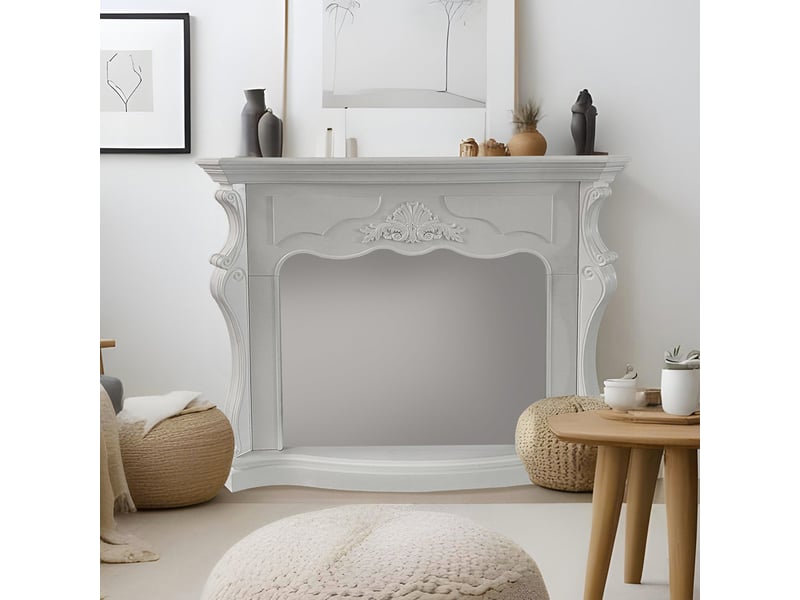  Paris - cadre de cheminée 123 x 100 x 39 cm, revêtement décoratif en mdf blanc  - Conforama B