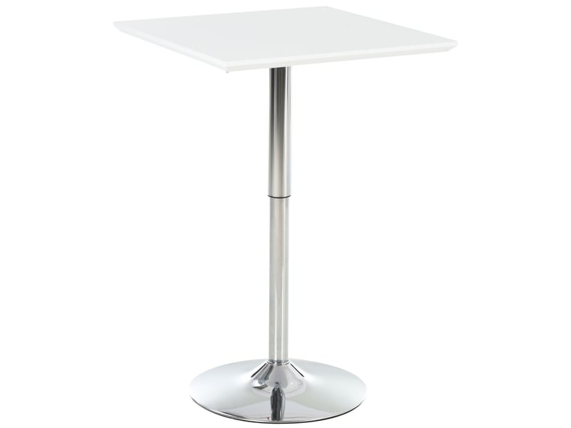  Table salle à manger 60x60, hauteur réglable table à manger, plateau laqué brillant, structure métal robuste, patins antidérapants  - Conforama A