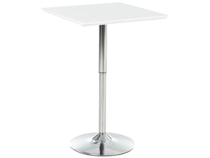 Table salle à manger 60x60, hauteur réglable table à manger, plateau laqué brillant, structure métal robuste, patins antidérapants