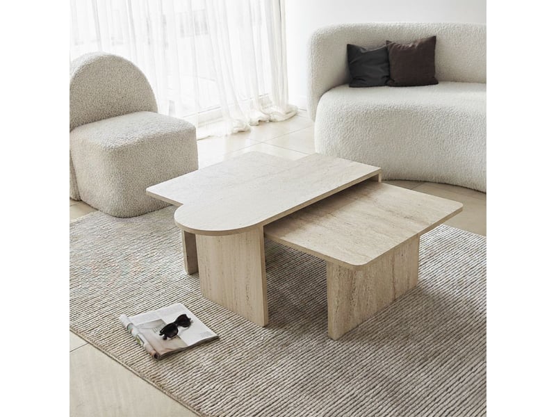  Set de 2 tables basses modernes en bois paris - beige  - Conforama B