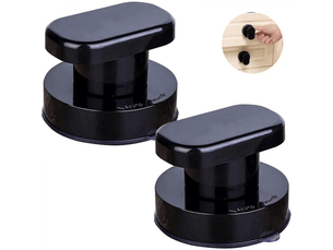 2 poignées de porte portables avec ventouse pour verre, poignées de porte de balcon, poignées à ventouse noires.