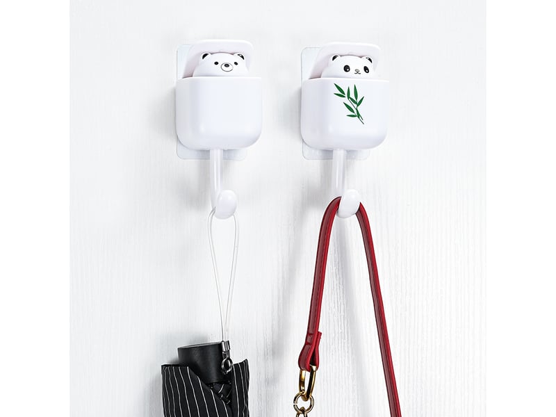  Lot de 4 crochets muraux en forme de panda mignons, auto-adhésifs solides pour aromathérapie, décoratifs pour enfants, blanc  - Conforama D
