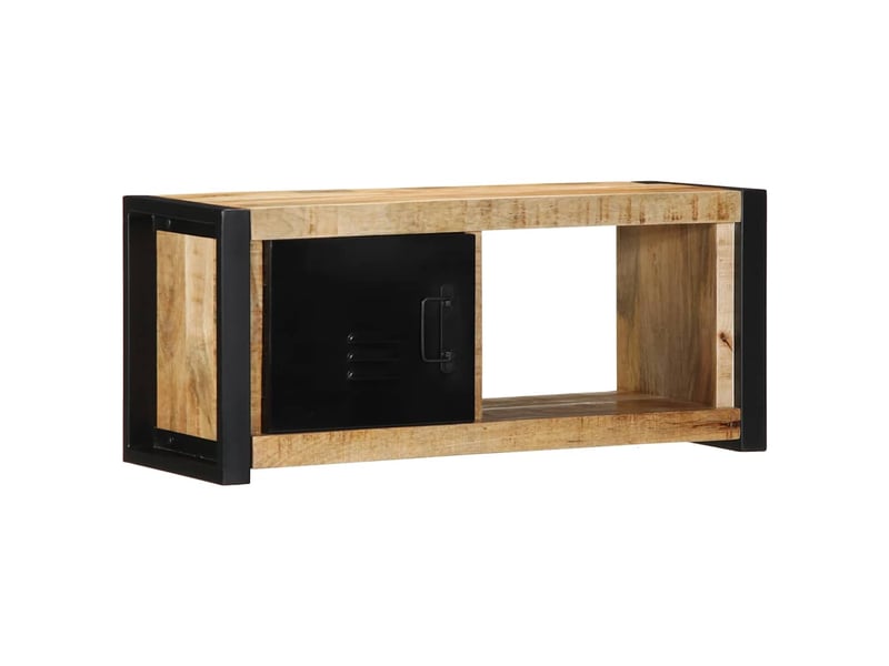 Meuble tv - banc tv - meuble de rangement 80x30x35 cm bois massif de manguier brut  - Conforama B