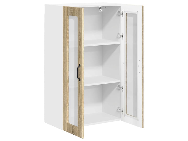  Meuble mural de cuisine, cabinet en verre mural chêne sonoma 60x31x100cm shl1001  - Conforama E