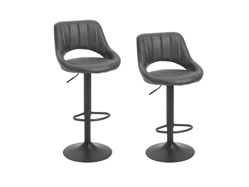  Ensemble de 2 tabourets de bar réglables en hauteur avec repose-pieds en similicuir  - Conforama B