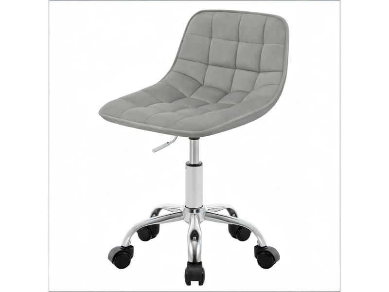  Chaise de bureau basse pivotante réglable en hauteur - lpospi - dossier courbé, velours, gris clair  - Conforama A