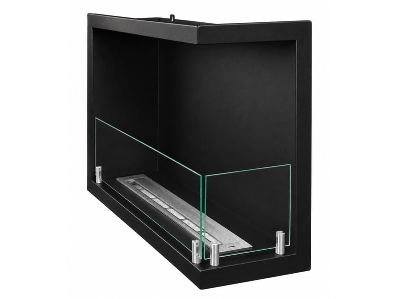  Sutri 60 - cheminée d'angle droite encastrable au bioéthanol 60x45x22,4 cm avec brûleur en acier de 1,5 litre  - Conforama E