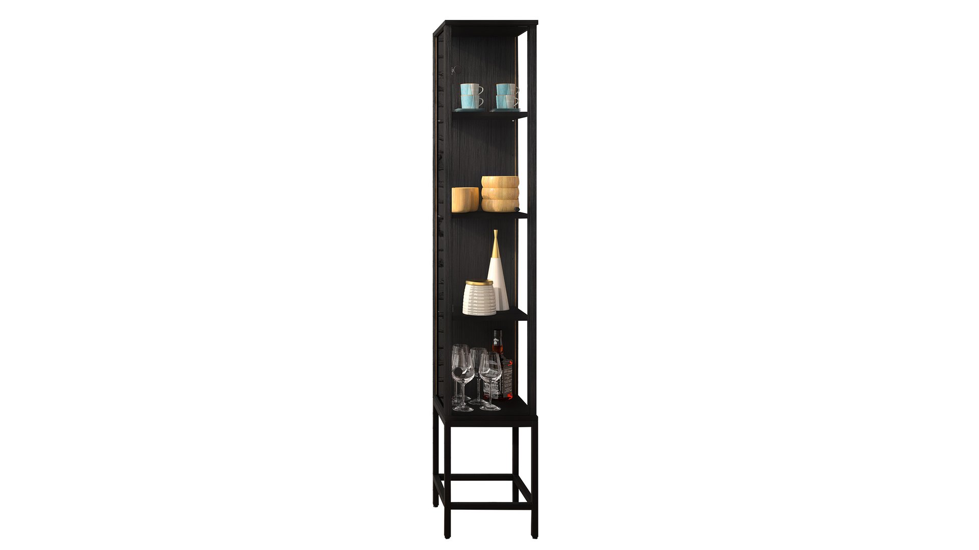 Vitrine 1 porte STEP W coloris noir noir 176.1 Conforama