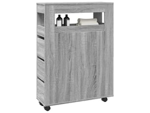 Meuble étroit salle de bain, commode à roulettes sonoma gris shl6943