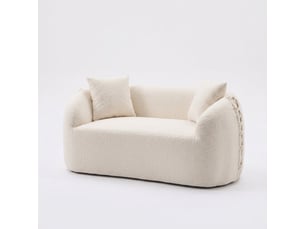 Canapé droit compressé fixe <strong></strong> <strong></strong> 2 places Tissu Blanc crème