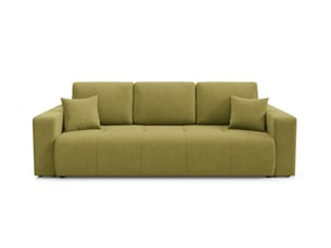 Canapé droit convertible   4 places Tissu vert avec coffre de rangement