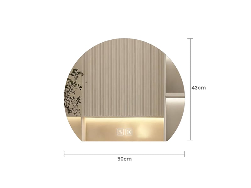 Miroir salle de bain led 50 x 43 cm blanc verre sécurisé demi cercle tactile anti buée 3 couleurs cri supérieur à 90 lavabo coiffeuse - Conforama C
