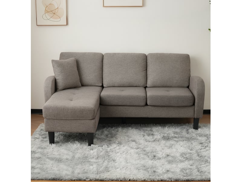 Canapé d'angle modenvie 3 places réversible 166 x 118 x 77 cm coton et lin gris foncé antique - Conforama D