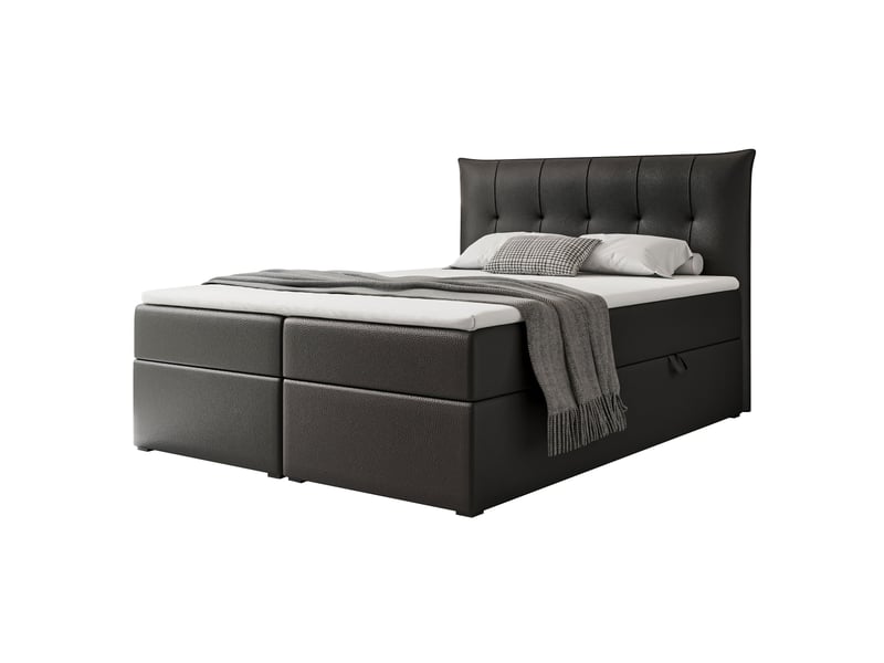 Lit coffre chester - 180x200 cm - avec matelas et surmatelas - éco-cuir - noir CHESTER - Conforama A