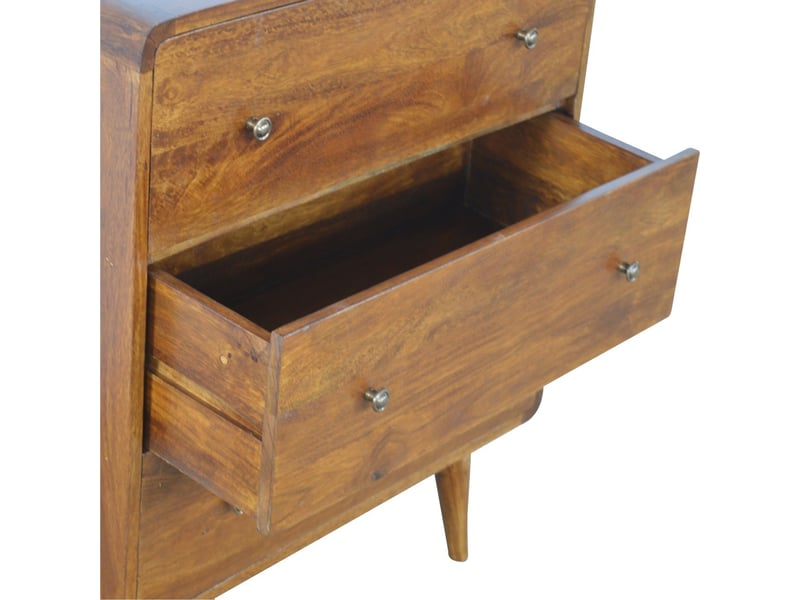  Artisan furniture commode incurvée en bois massif, finition châtaignier  - Conforama E