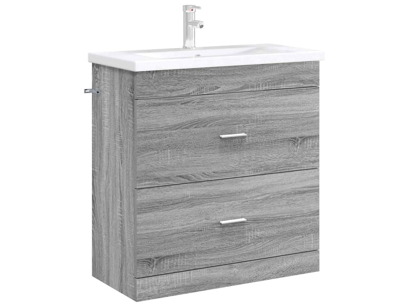  Meuble sous lavabo de salle de bain, commode sonoma gris shl7768  - Conforama C