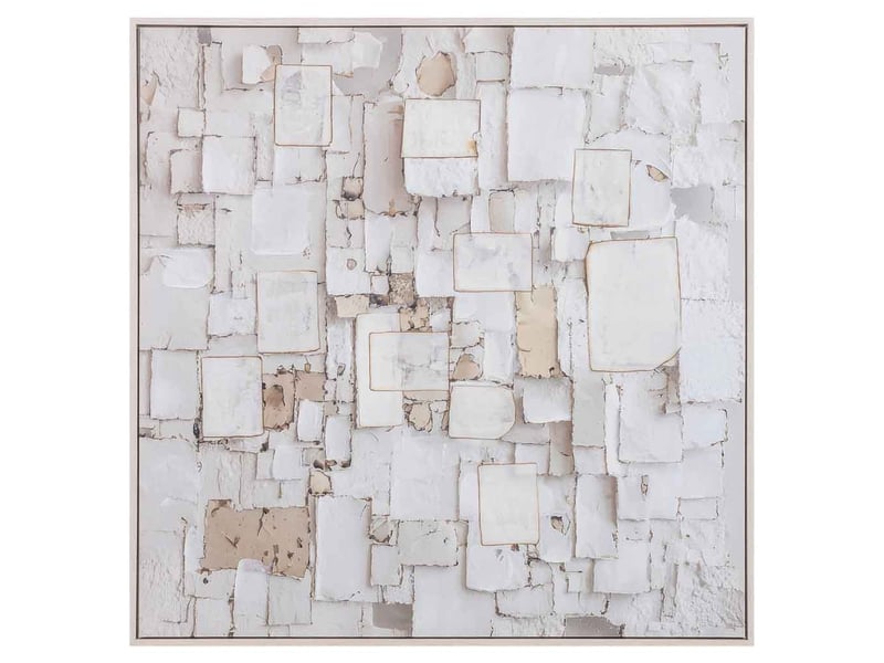  Tableau peint à la main avec cadre en bois blanc neige 103x4x103h cm  - Conforama B