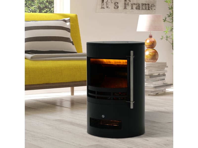  Cheminée électrique avec chauffage, noire, effet flammes led et 9002000 w  - Conforama C