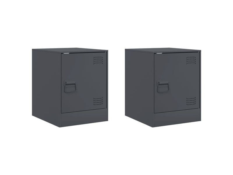  Lot de 2 tables de chevet - cabinet de chevet - table de nuit anthracite 34,5x39x44 cm acier  - Conforama A