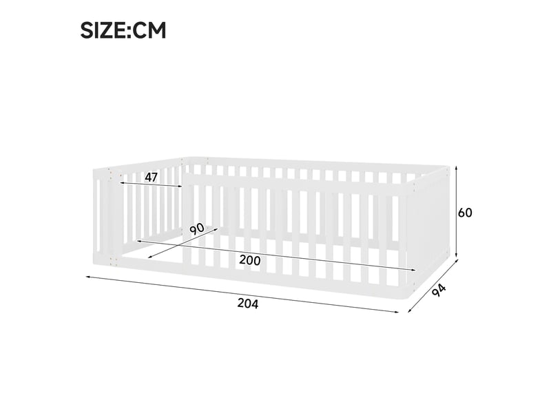  Lit enfant 90 x 200 cm avec barrières blanc en bois  - Conforama D