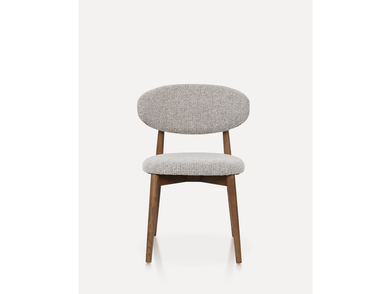 Lot de 2 chaises de salle à manger en tissu argile et bois foncé, confort rembourré pour vos repas conviviaux - Conforama A