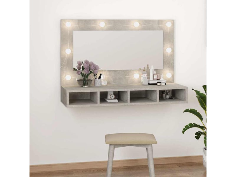 Armoire à miroir avec led gris béton 90x31.5x62 cm - Conforama A