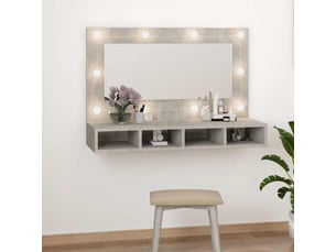 Armoire à miroir avec led gris béton 90x31.5x62 cm