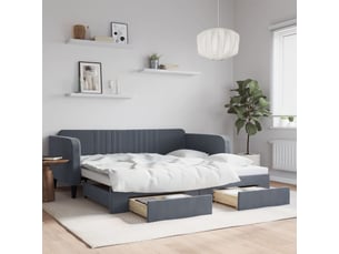 Lit adulte, lit simple, lit de jour avec gigogne et tiroirs sans matelas 100x200cm cf18226
